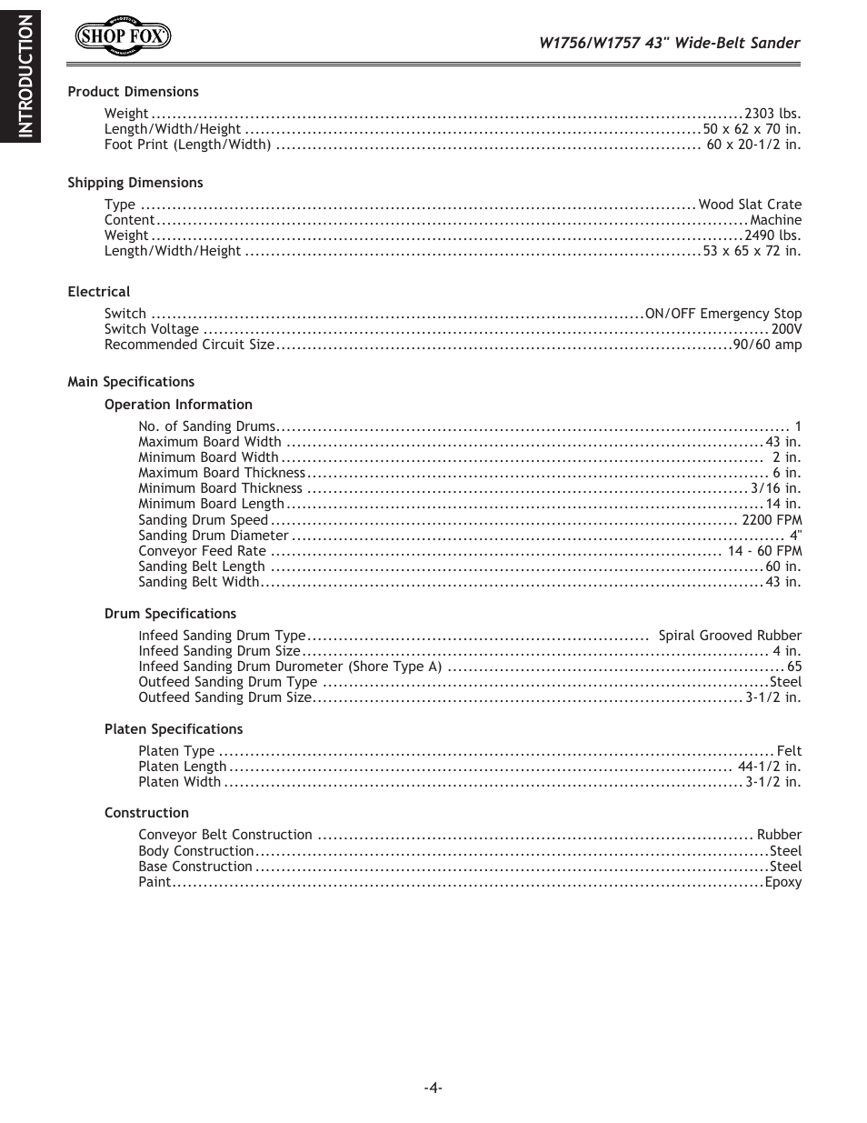 Woodstock SHOP FOX W1756 User Manual | Page 6 / 84