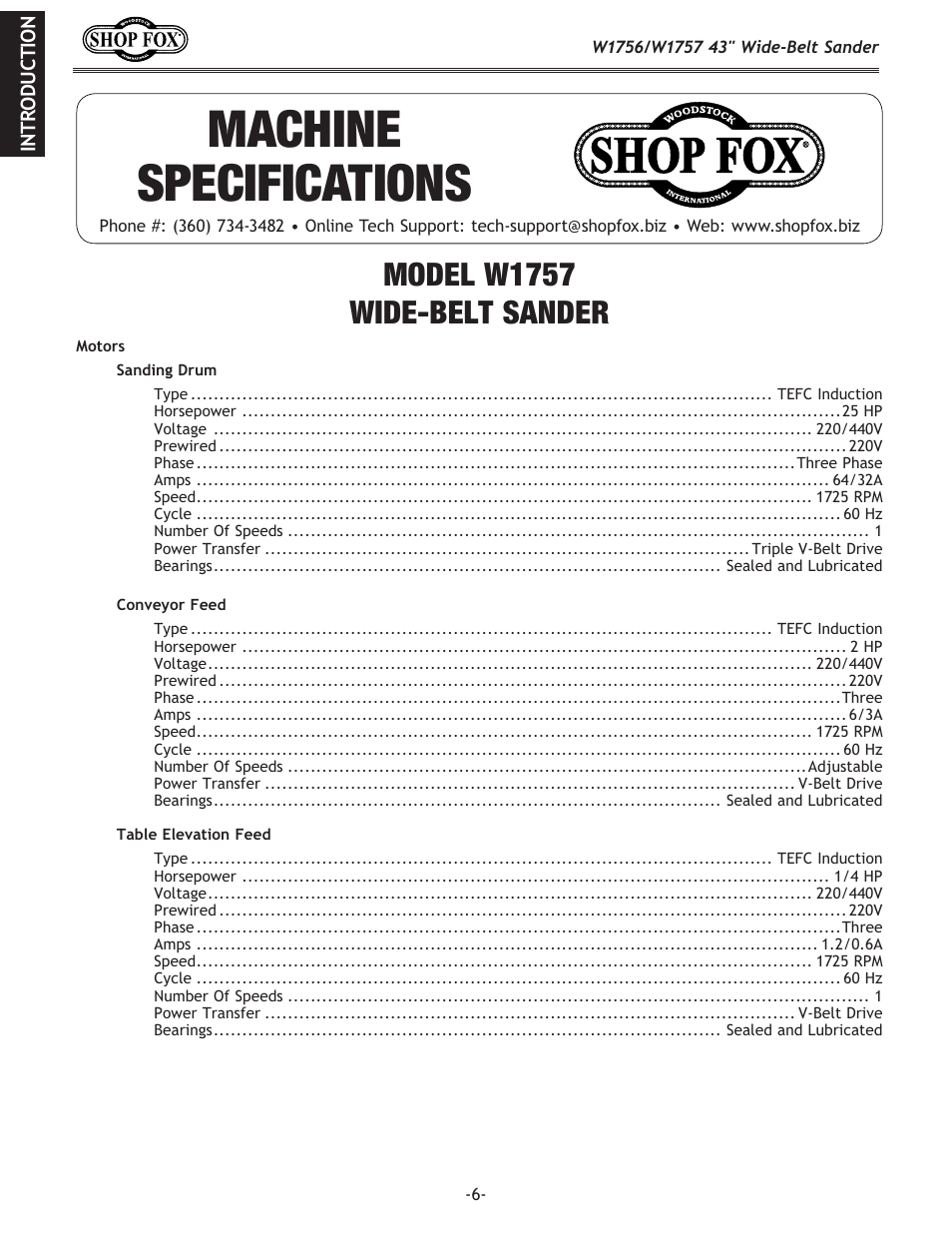 Woodstock SHOP FOX W1756 User Manual | Page 8 / 84