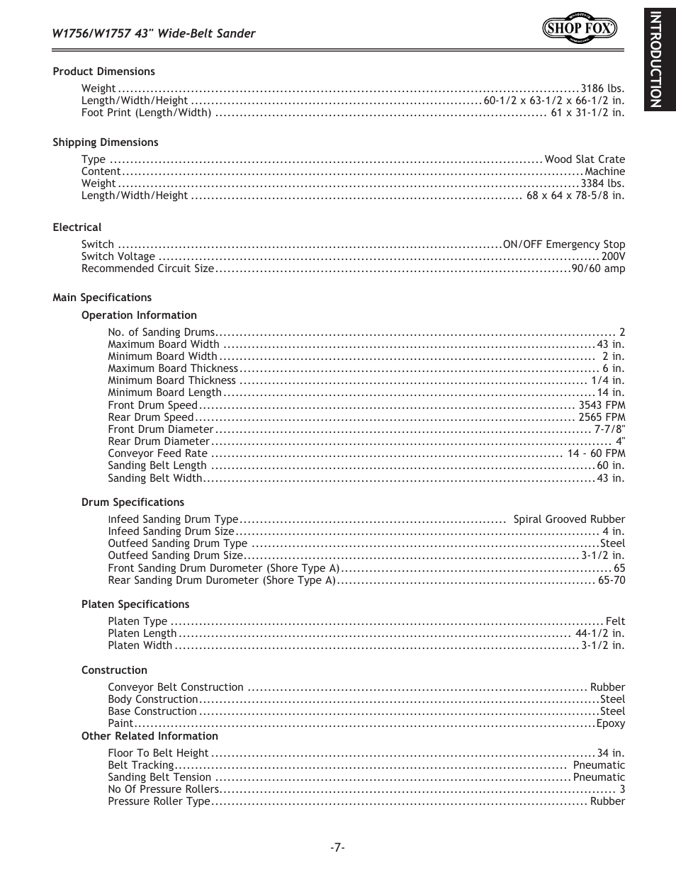 Woodstock SHOP FOX W1756 User Manual | Page 9 / 84