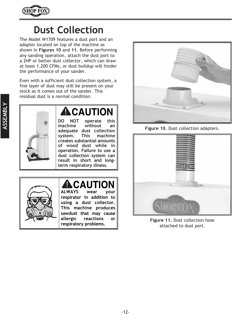 Dust collection | Woodstock SHOP FOX W1709 User Manual | Page 14 / 52