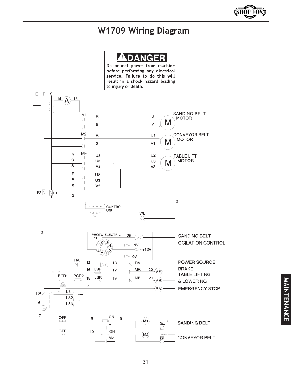 W1709 wiring diagram | Woodstock SHOP FOX W1709 User Manual | Page 33 / 52