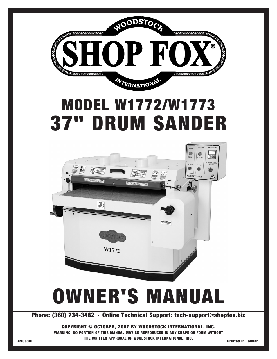 Woodstock SHOP FOX W1772 User Manual | 72 pages