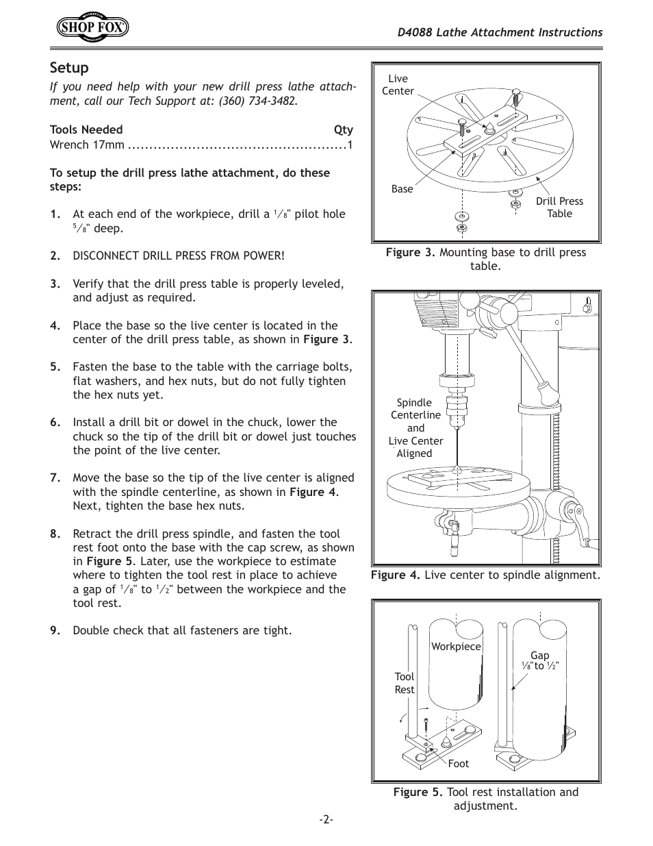 Setup | Woodstock D4088 User Manual | Page 2 / 4
