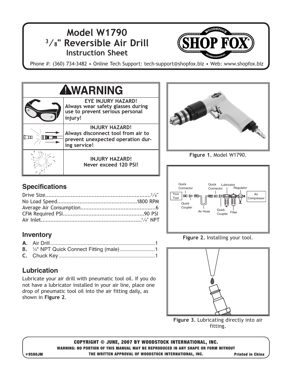 Woodstock SHOP FOX W1790 User Manual | 2 pages