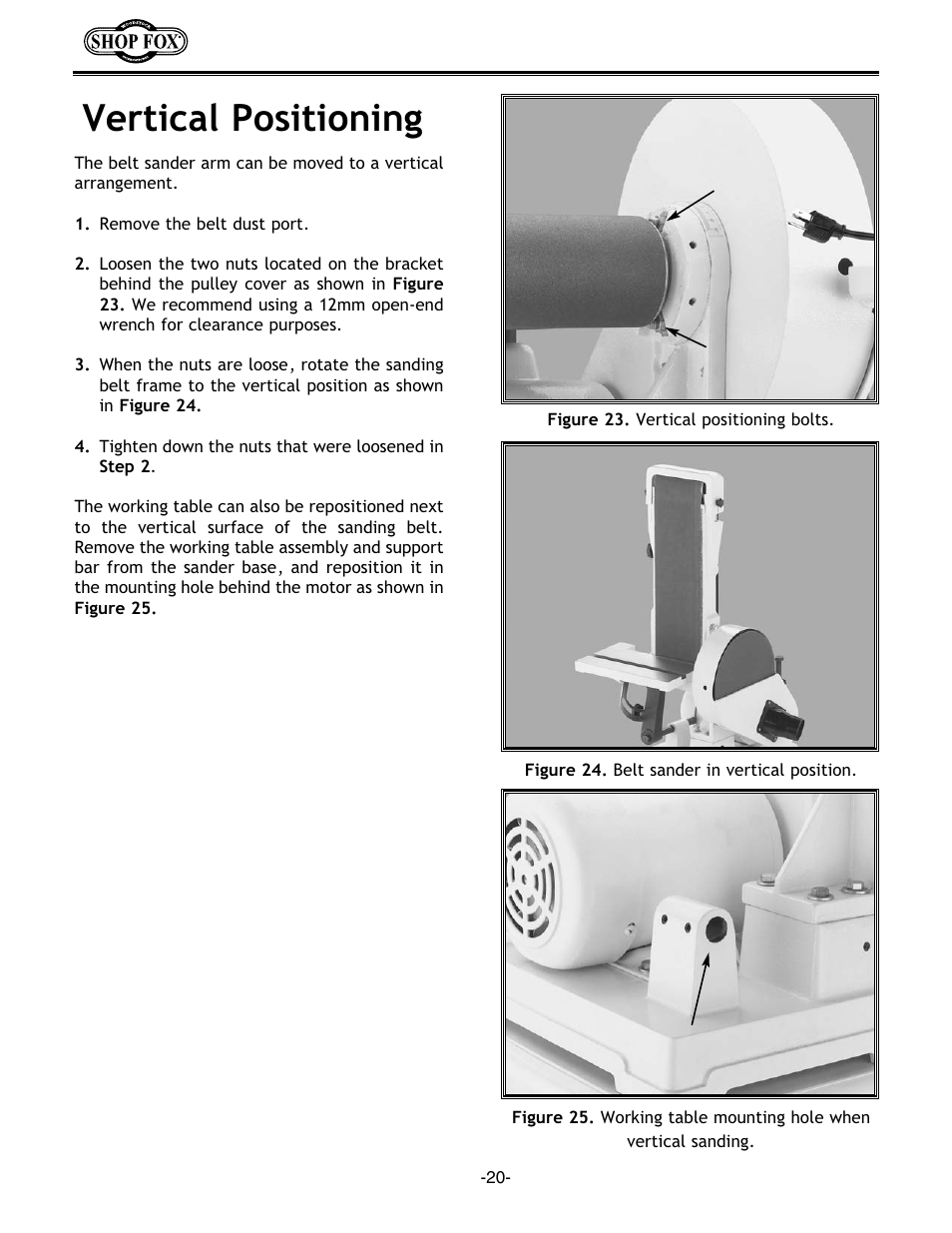 Vertical positioning | Woodstock Combination Model User Manual | Page 23 / 39