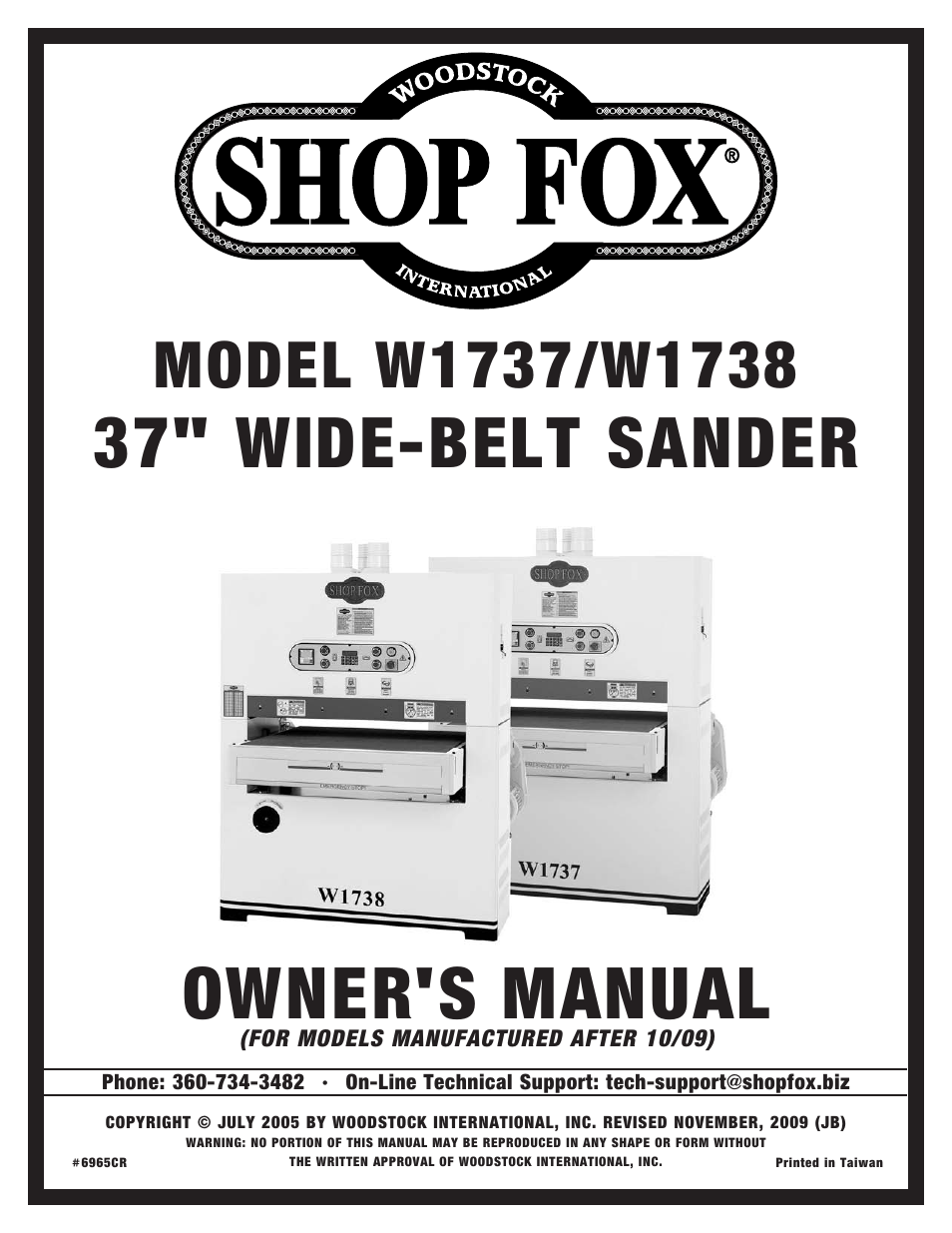 Woodstock SHOP FOX W1737 User Manual | 68 pages