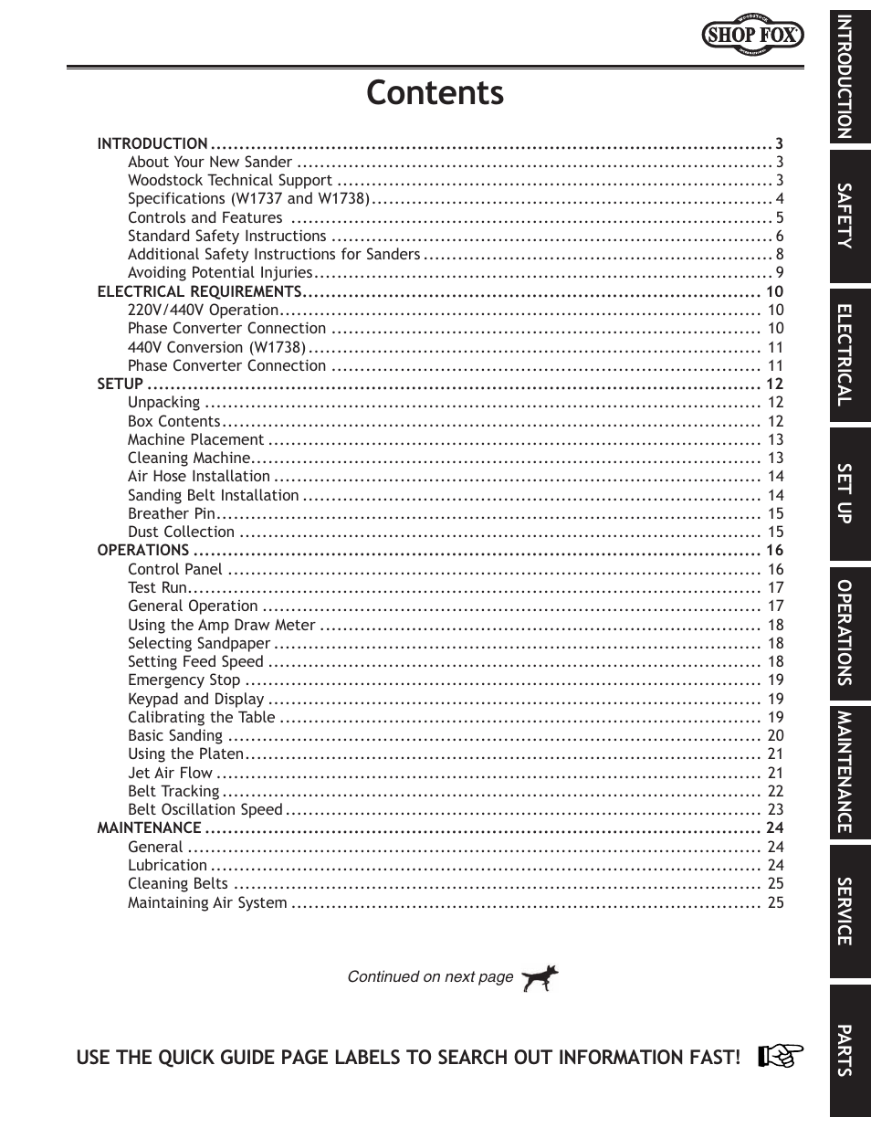 Woodstock SHOP FOX W1737 User Manual | Page 3 / 68
