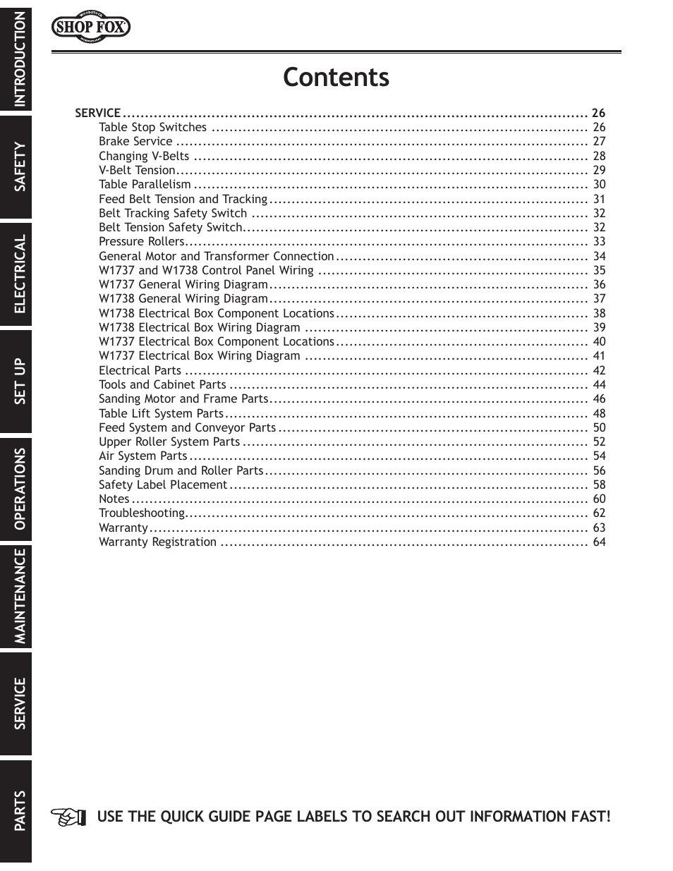 Woodstock SHOP FOX W1737 User Manual | Page 4 / 68