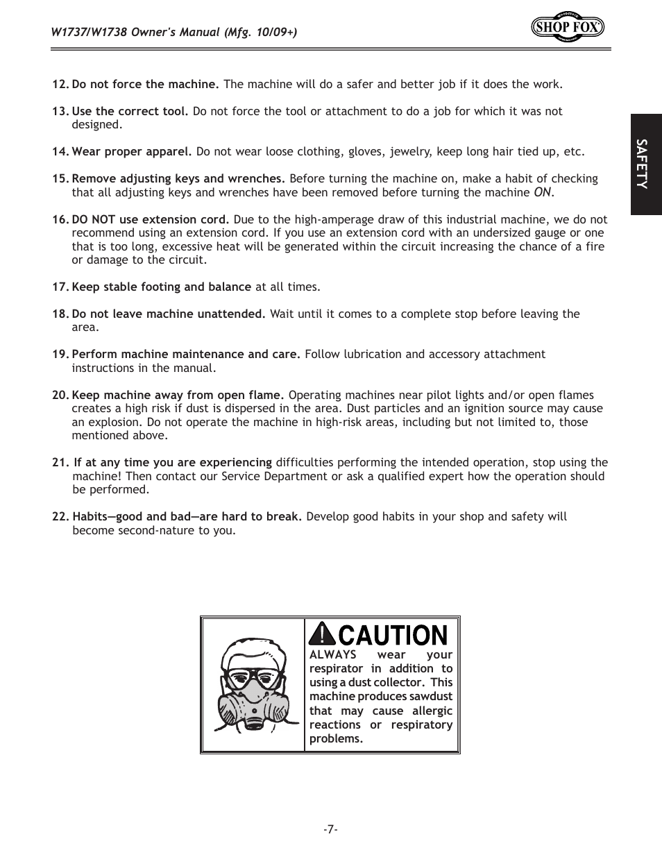 Woodstock SHOP FOX W1737 User Manual | Page 9 / 68