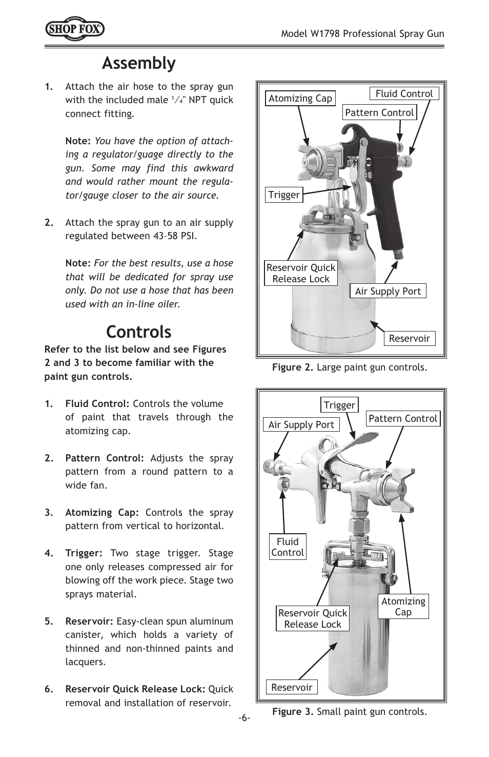 Assembly, Controls | Woodstock W1798 User Manual | Page 8 / 20