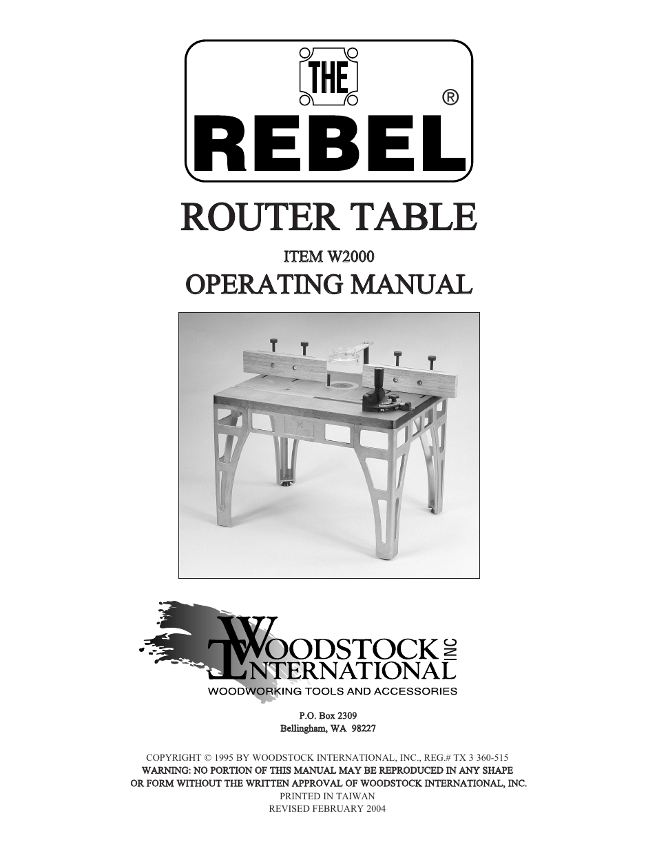 Woodstock REBEL W2000 User Manual | 25 pages