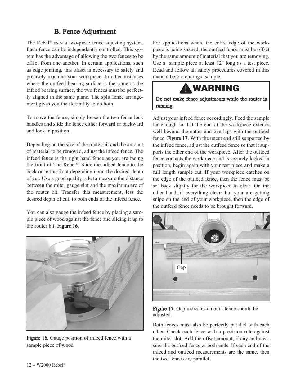 Bb.. f feen nccee a ad djju ussttm meen ntt | Woodstock REBEL W2000 User Manual | Page 13 / 25