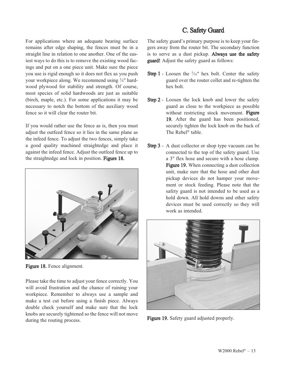Cc.. s saaffeetty y g gu uaarrd d | Woodstock REBEL W2000 User Manual | Page 14 / 25
