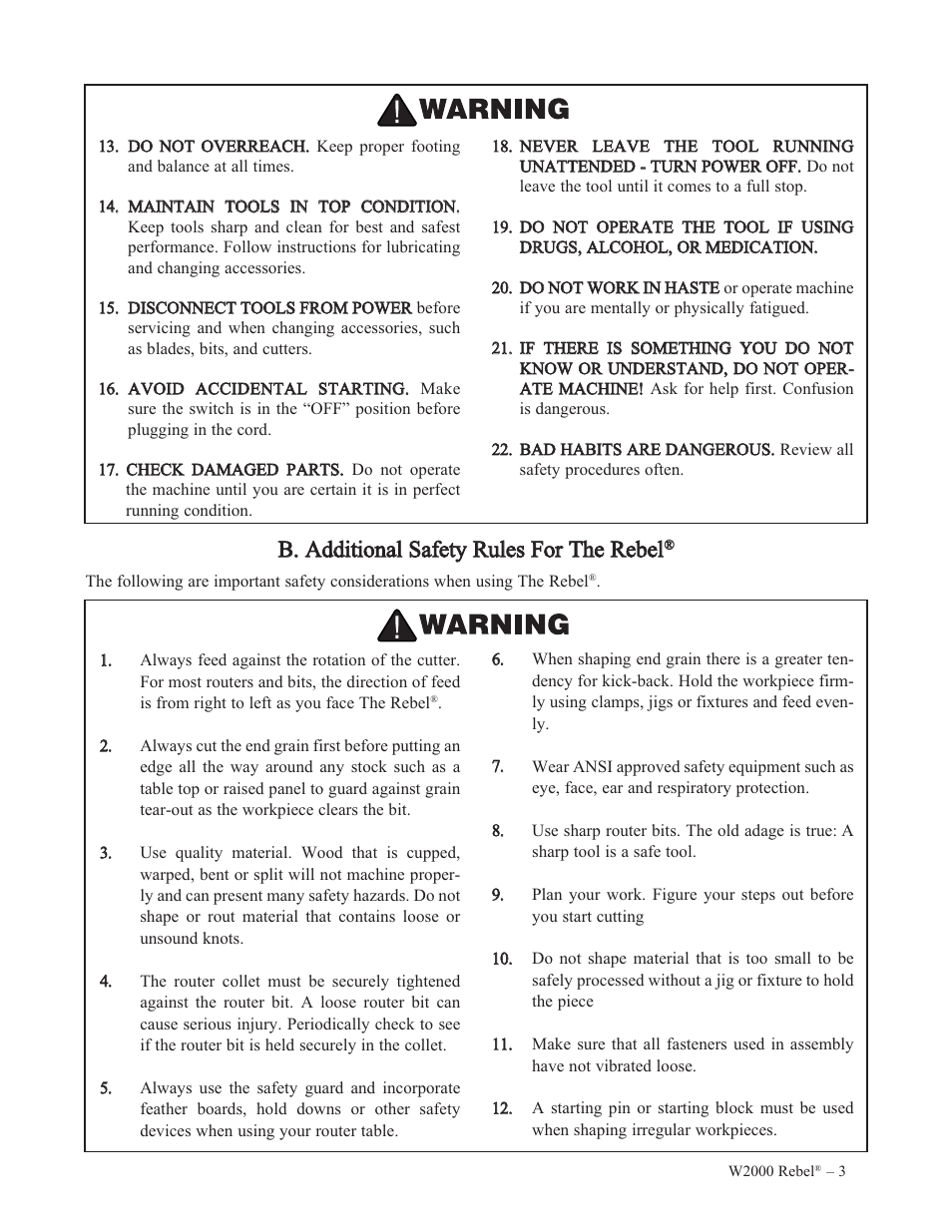 Woodstock REBEL W2000 User Manual | Page 4 / 25