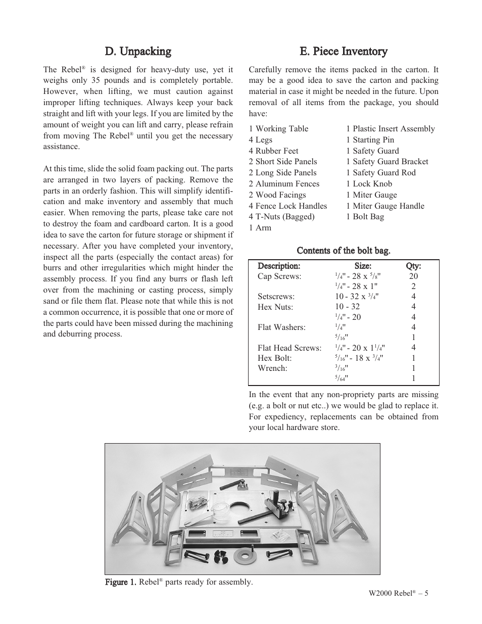 Woodstock REBEL W2000 User Manual | Page 6 / 25