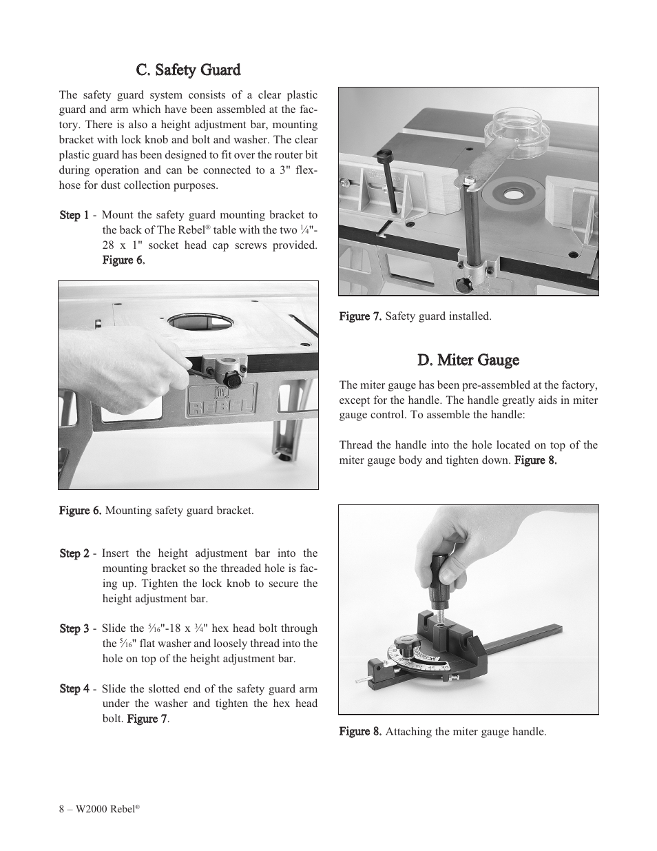 Cc.. s saaffeetty y g gu uaarrd d, Dd.. m miitteerr g gaau ug gee | Woodstock REBEL W2000 User Manual | Page 9 / 25