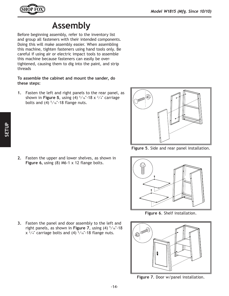 Assembly, Se tu p | Woodstock W1815 User Manual | Page 16 / 36