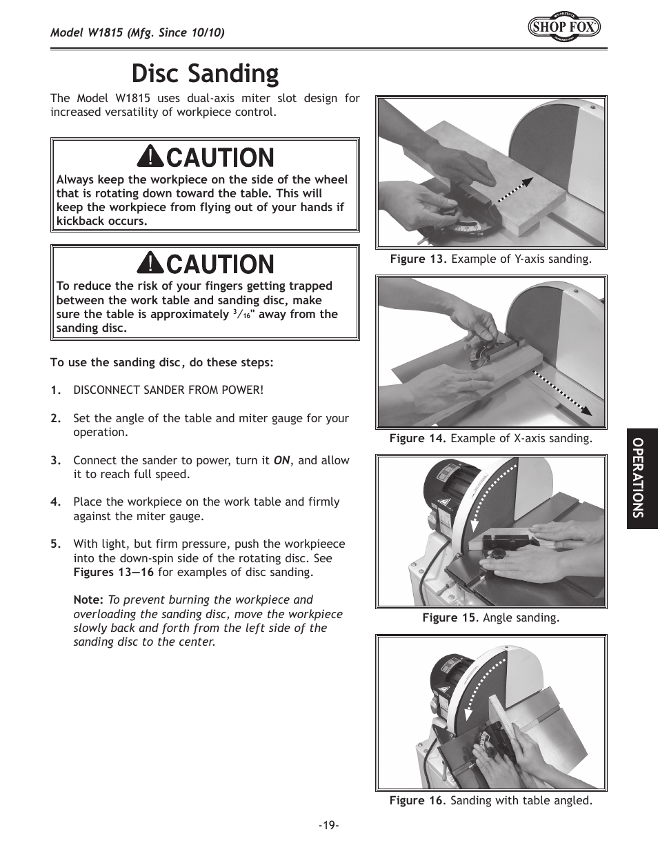 Disc sanding | Woodstock W1815 User Manual | Page 21 / 36