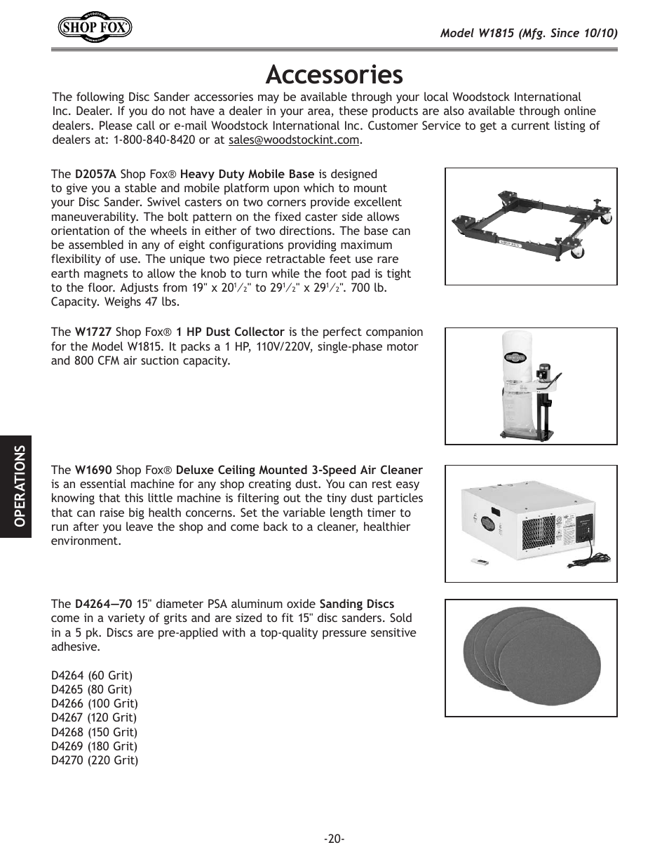 Accessories | Woodstock W1815 User Manual | Page 22 / 36
