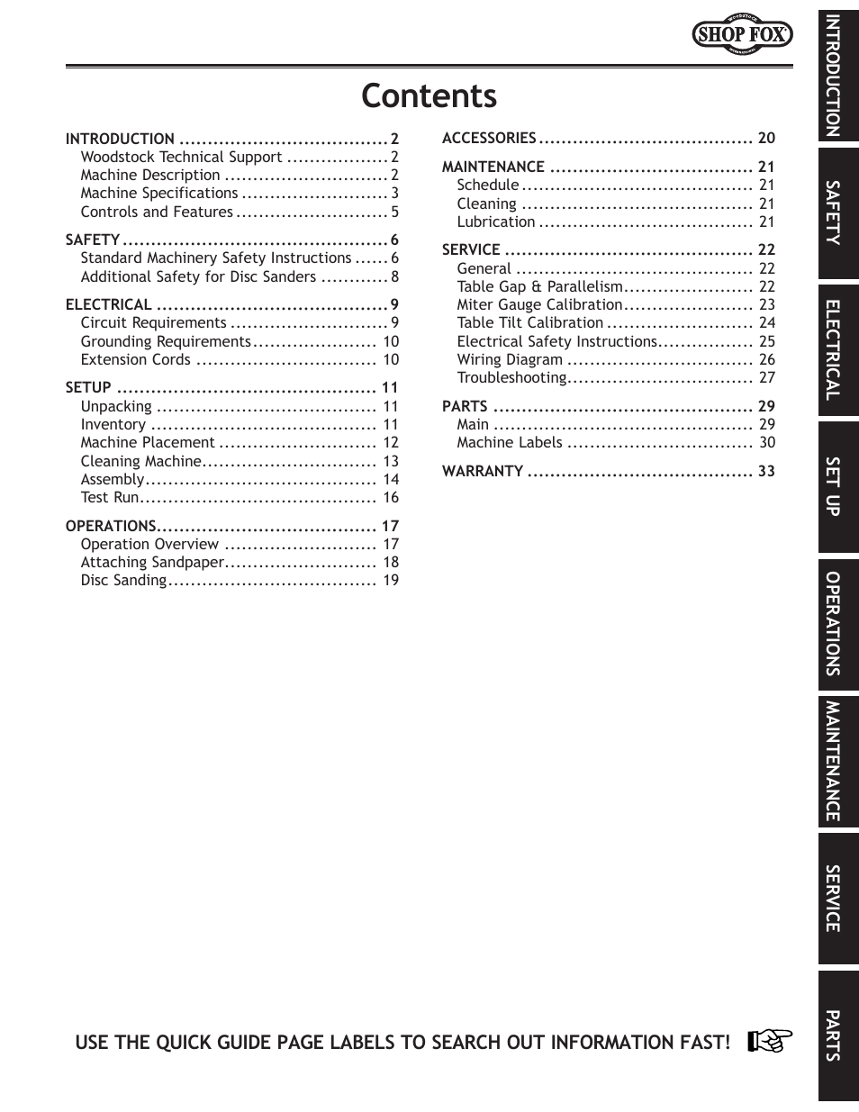 Woodstock W1815 User Manual | Page 3 / 36