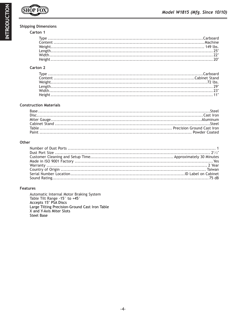 Woodstock W1815 User Manual | Page 6 / 36