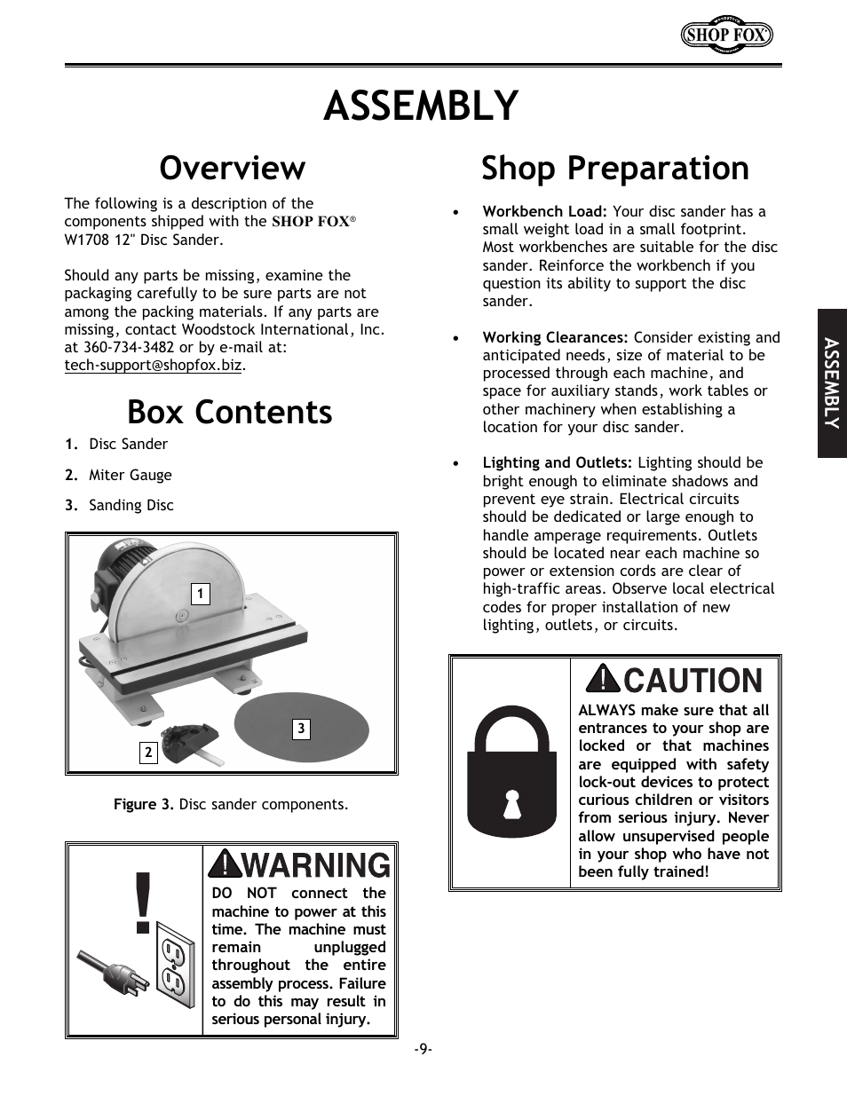 Assembly, Shop preparation box contents overview | Woodstock W1708 User Manual | Page 11 / 24