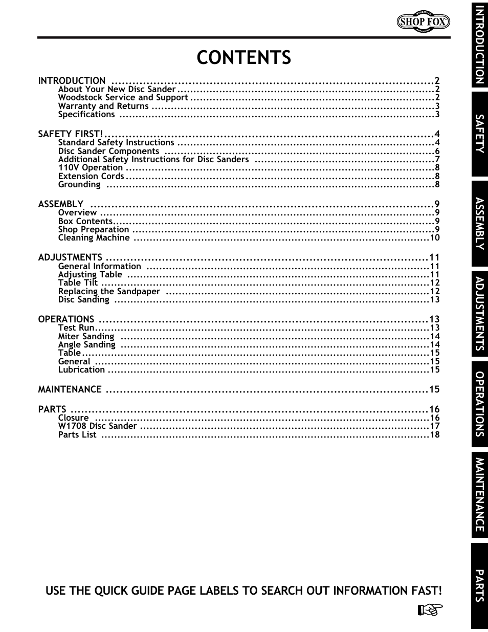 Woodstock W1708 User Manual | Page 3 / 24