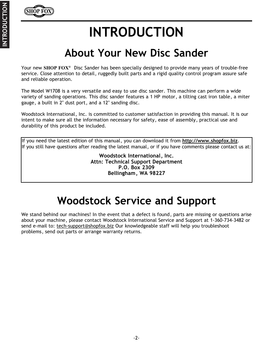 Introduction | Woodstock W1708 User Manual | Page 4 / 24