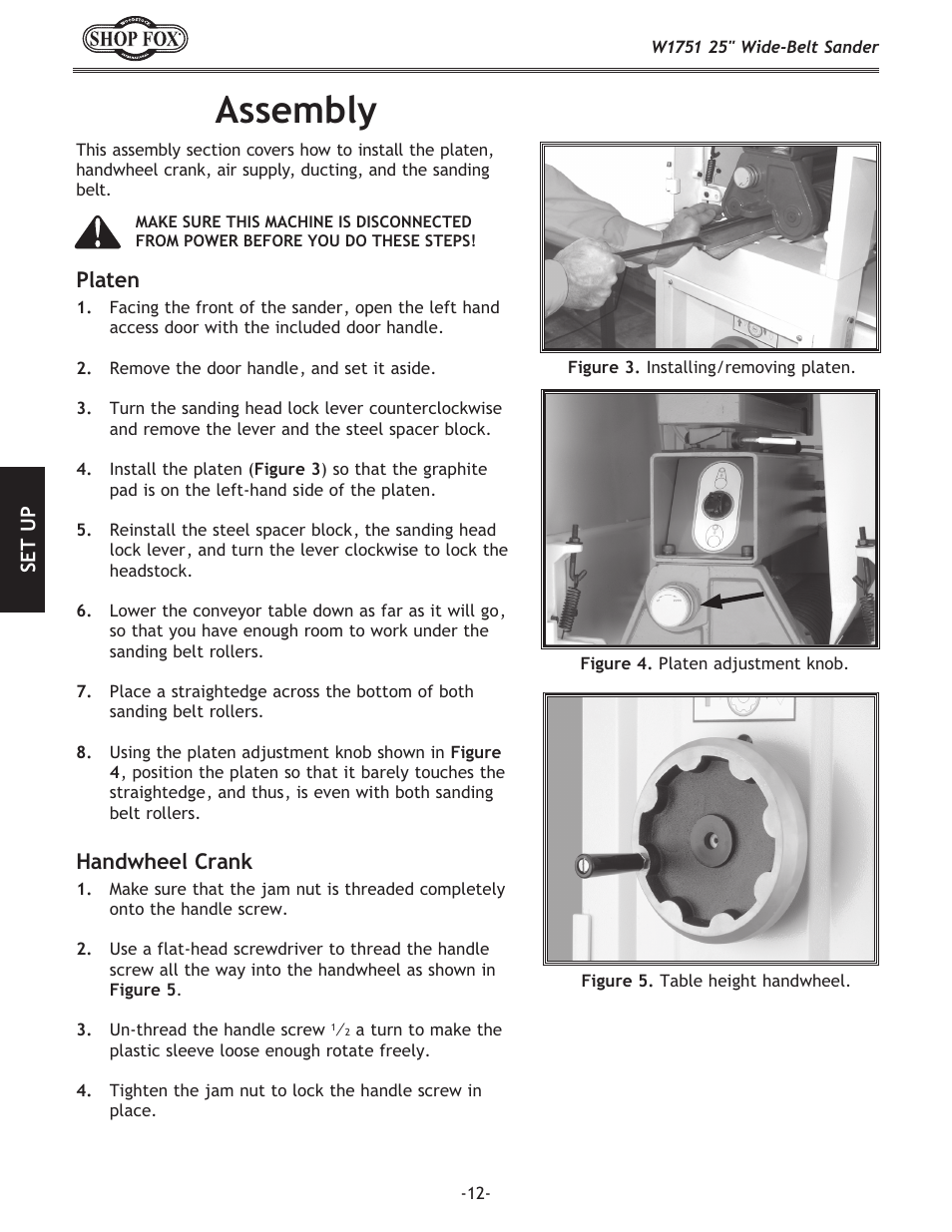 Assembly, Platen, Handwheel crank | Woodstock W1751 User Manual | Page 14 / 60