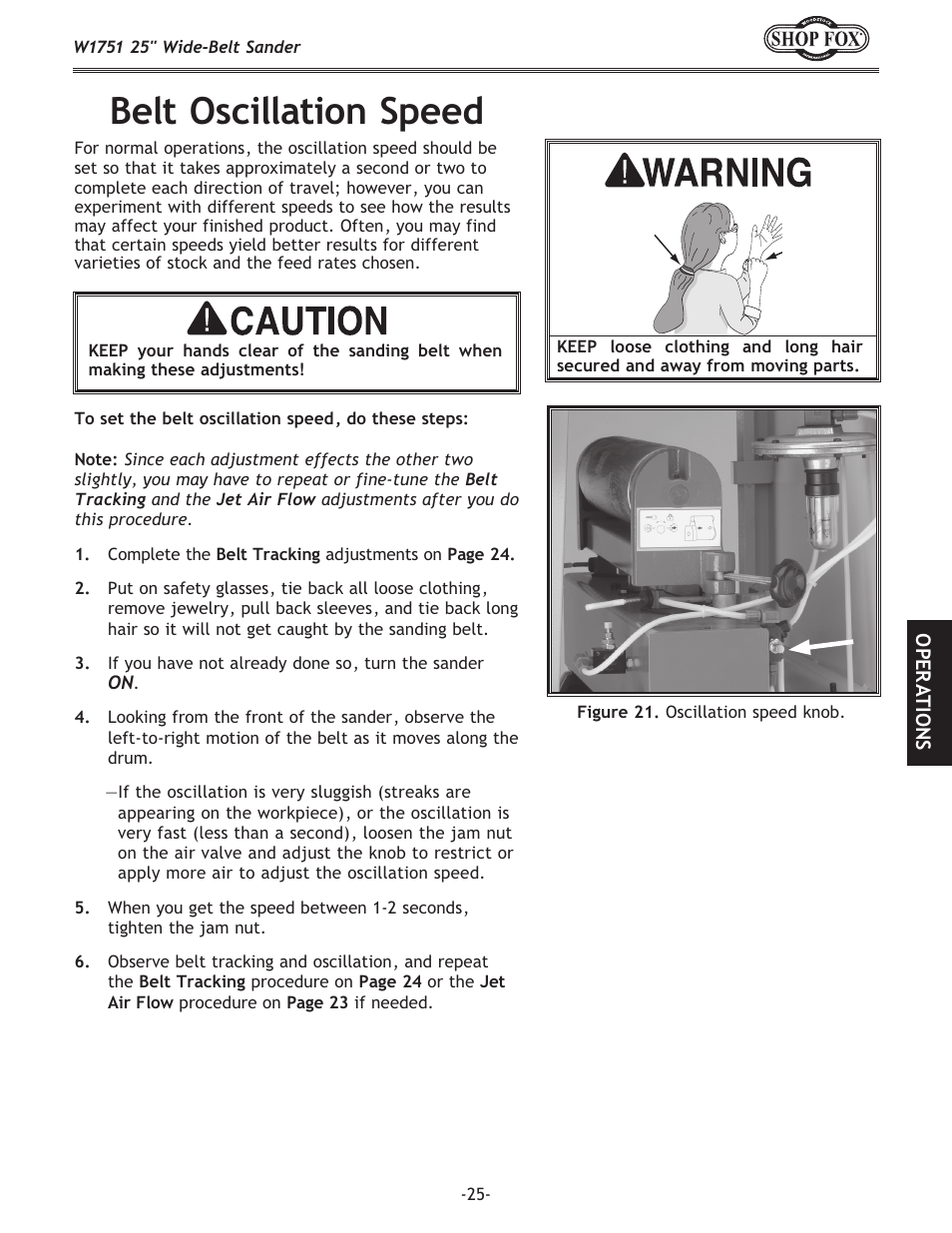 Belt oscillation speed | Woodstock W1751 User Manual | Page 27 / 60