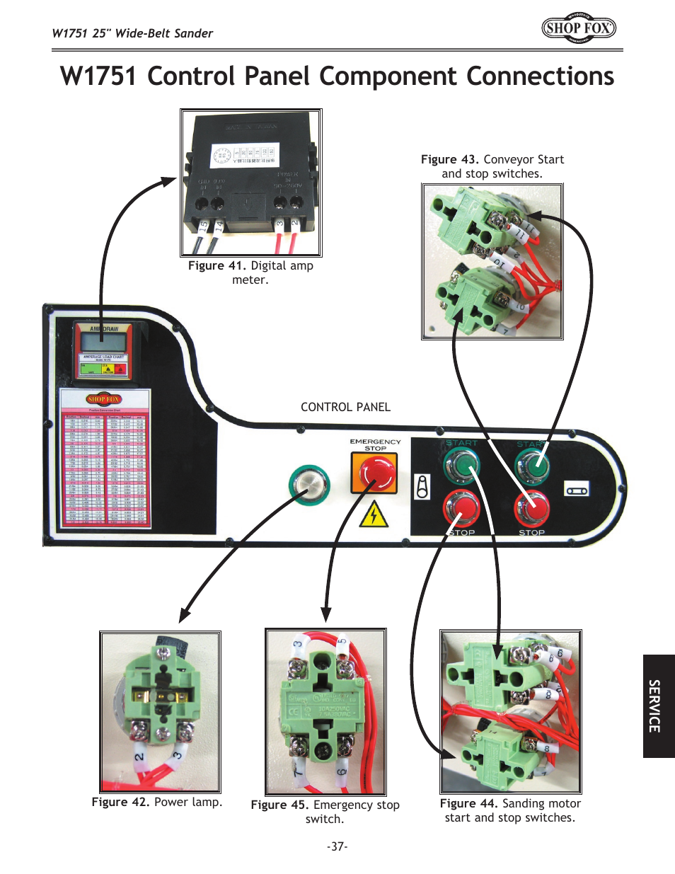 W1751 control panel component connections | Woodstock W1751 User Manual | Page 39 / 60