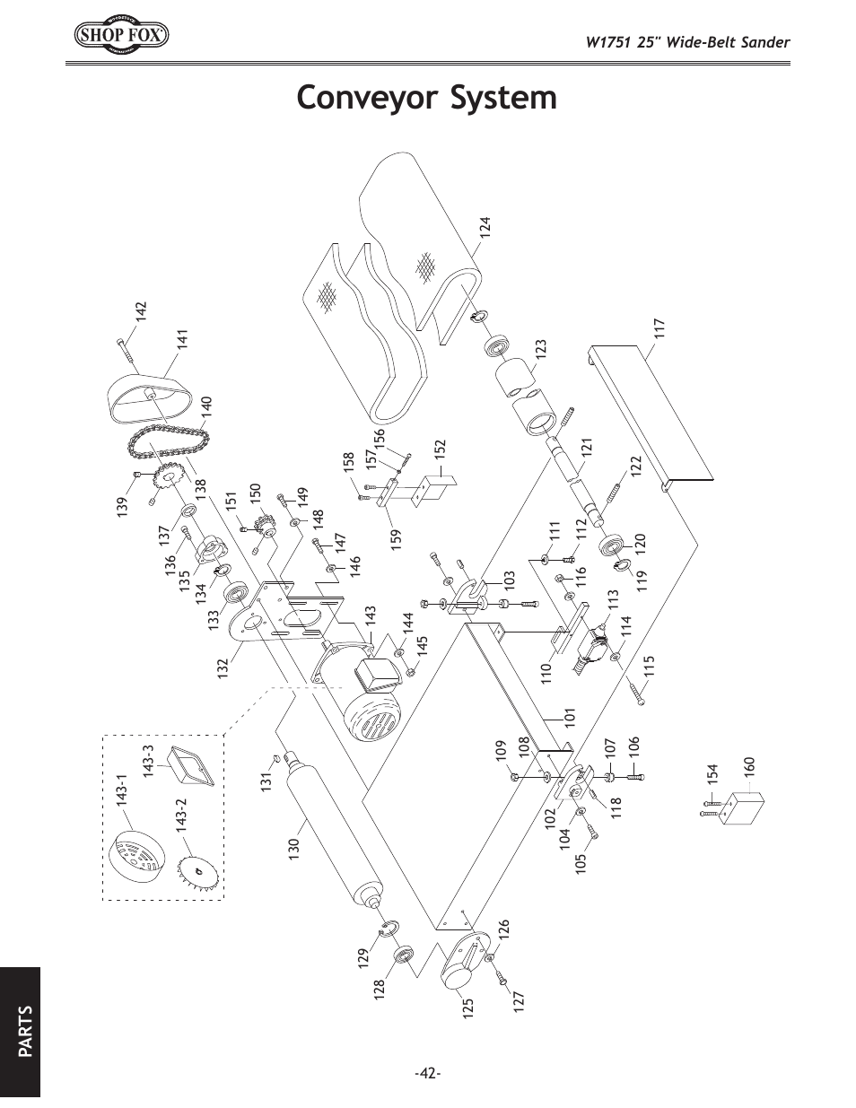 Conveyor system, Pa rt s | Woodstock W1751 User Manual | Page 44 / 60
