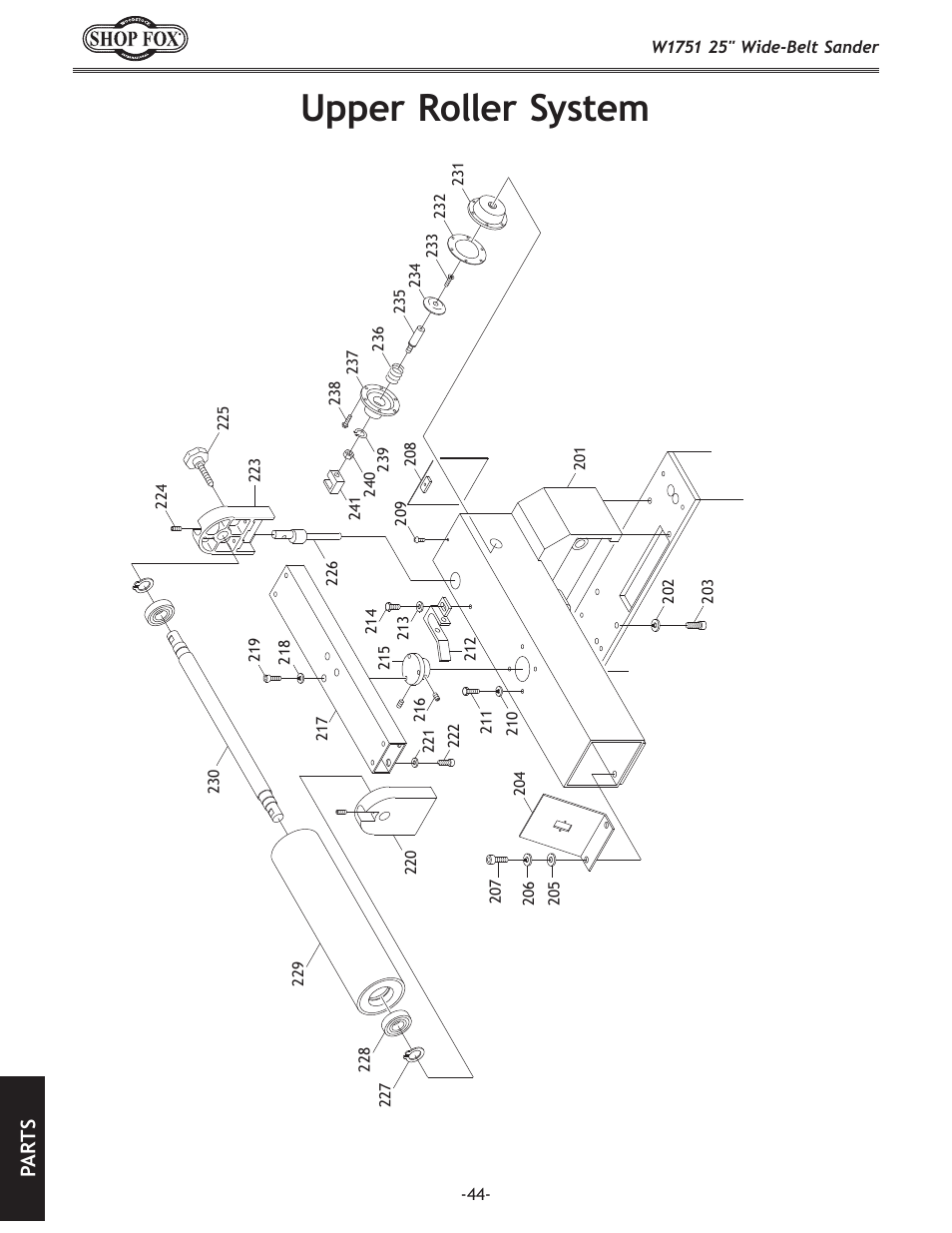 Upper roller system, Pa rt s | Woodstock W1751 User Manual | Page 46 / 60