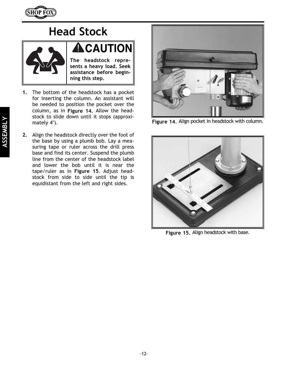 Head stock | Woodstock 17" Drill Press W1680 User Manual | Page 13 / 29