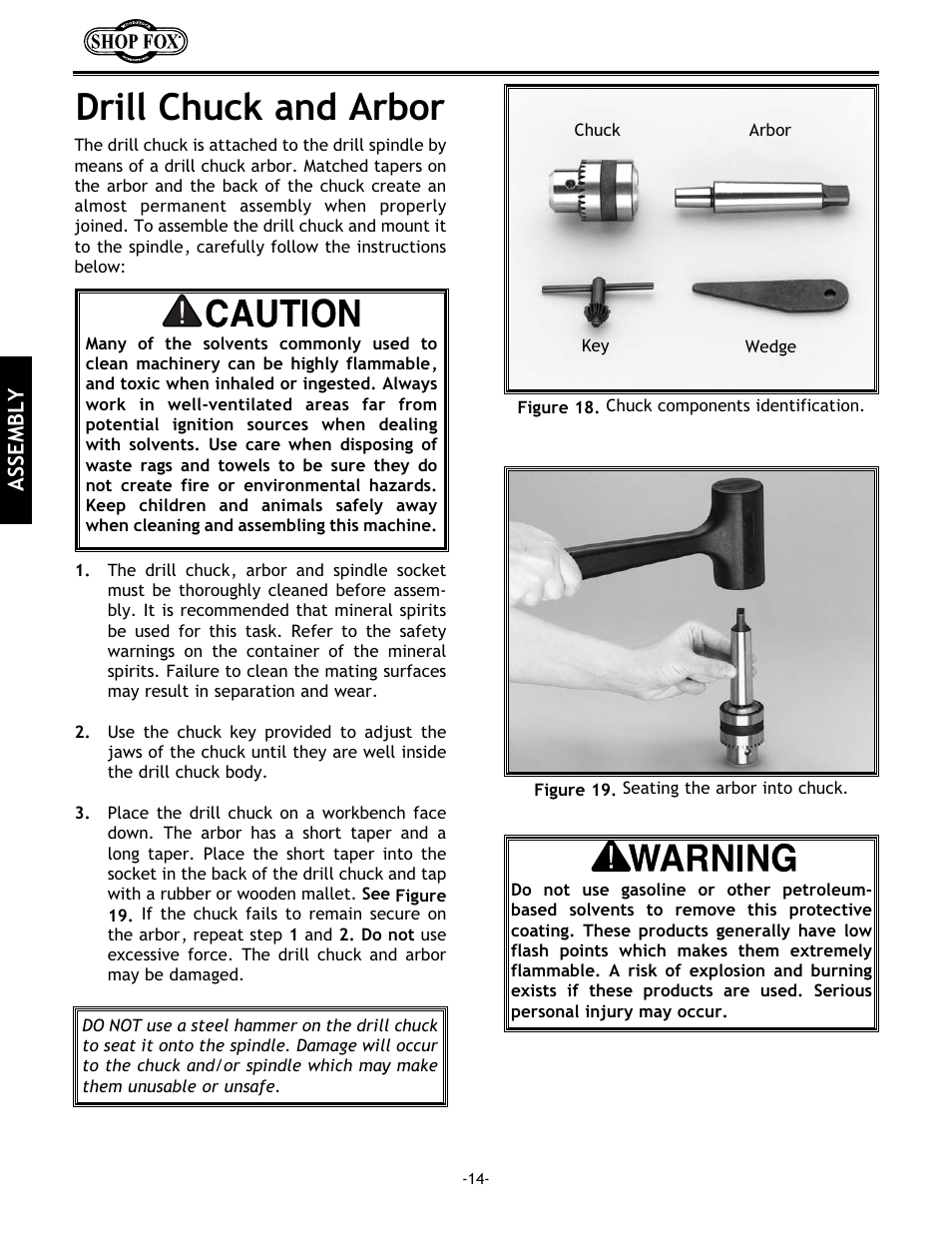 Drill chuck and arbor | Woodstock 17" Drill Press W1680 User Manual | Page 15 / 29