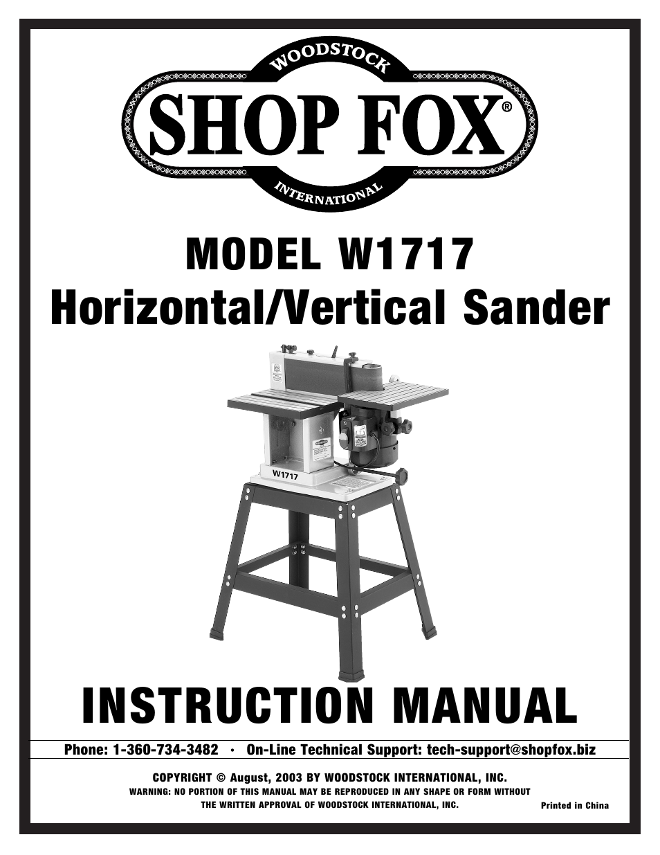 Woodstock SHOP FOX W1717 User Manual | 30 pages