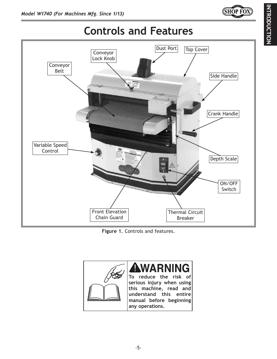 Controls.and.features | Woodstock SHOP FOX W1740 User Manual | Page 7 / 60