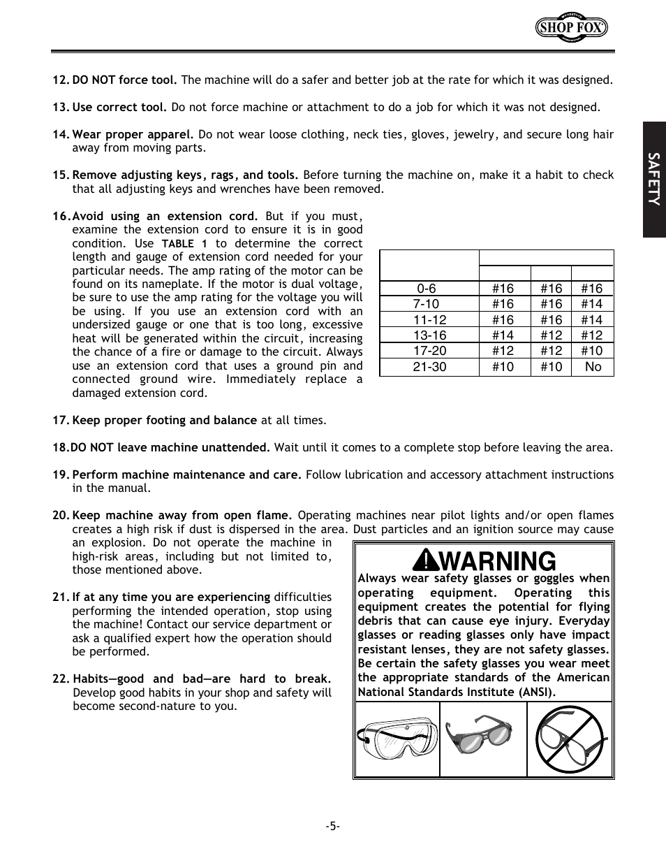 Safety | Woodstock W1690 User Manual | Page 7 / 24