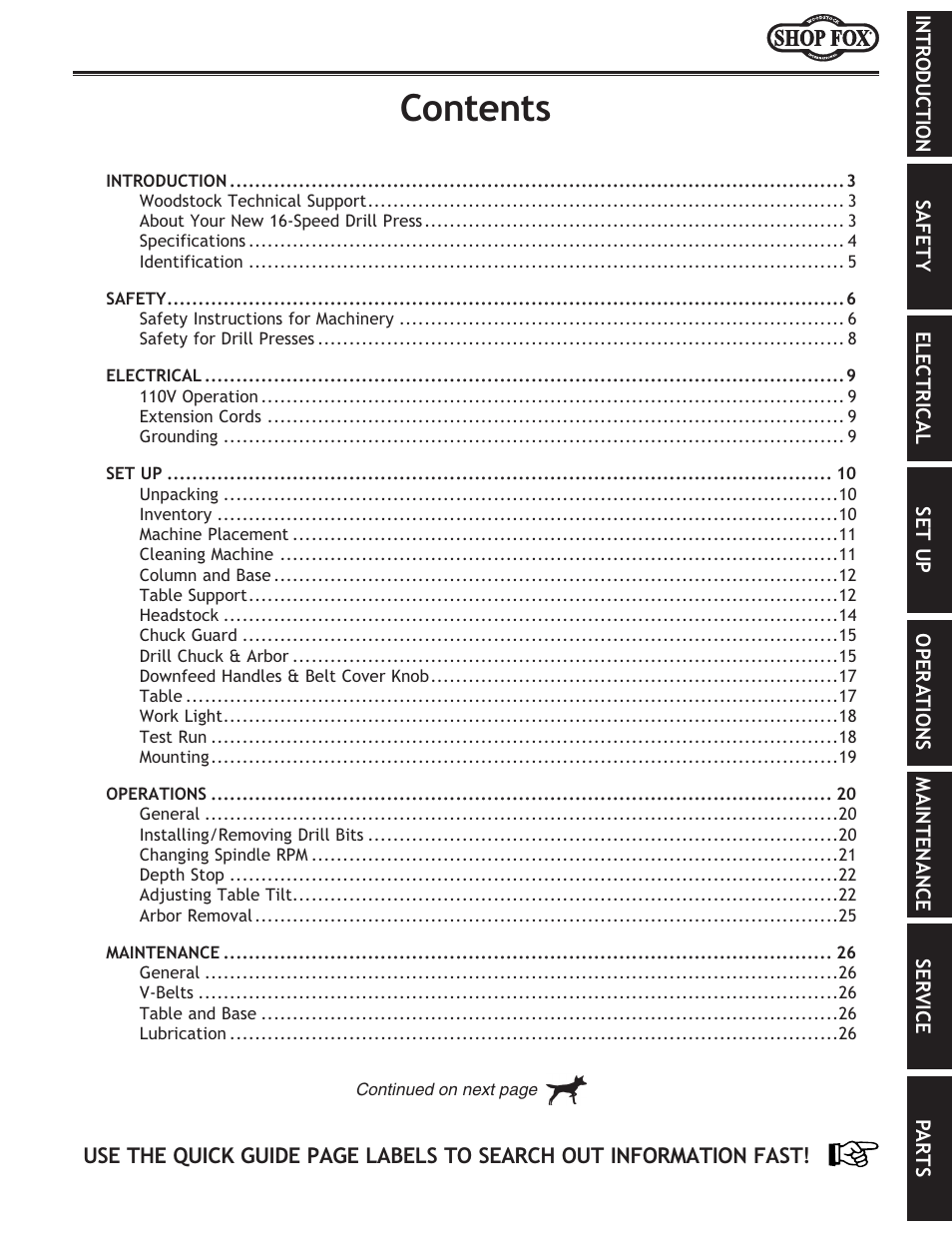 Woodstock SHOP FOX M1102 User Manual | Page 3 / 44