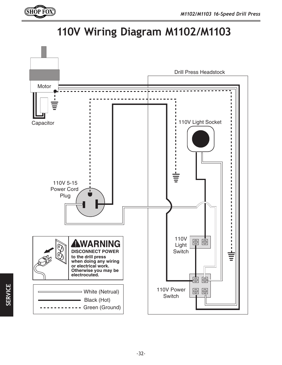 Parts | Woodstock SHOP FOX M1102 User Manual | Page 34 / 44