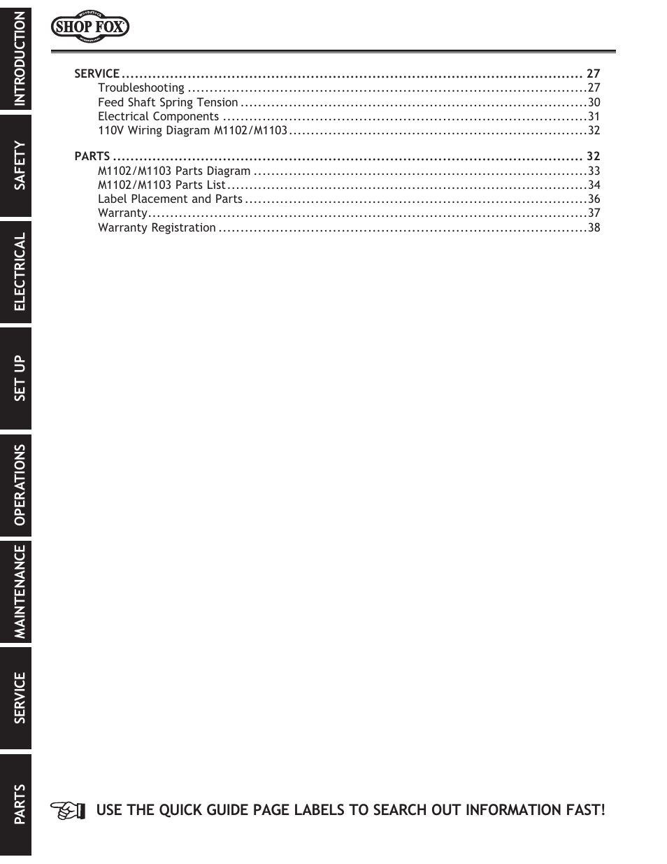 Woodstock SHOP FOX M1102 User Manual | Page 4 / 44