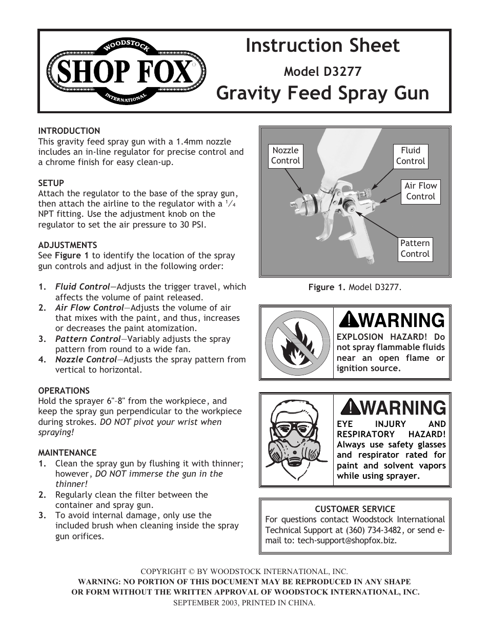 Woodstock GRAVITY FEED D3277 User Manual | 2 pages