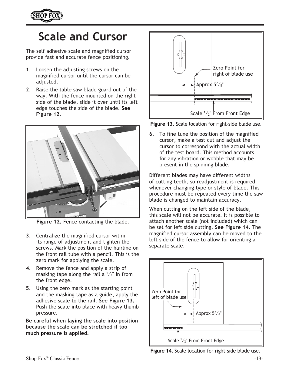 Scale and cursor | Woodstock International Shop Fox Classic Fence W2005 User Manual | Page 15 / 24