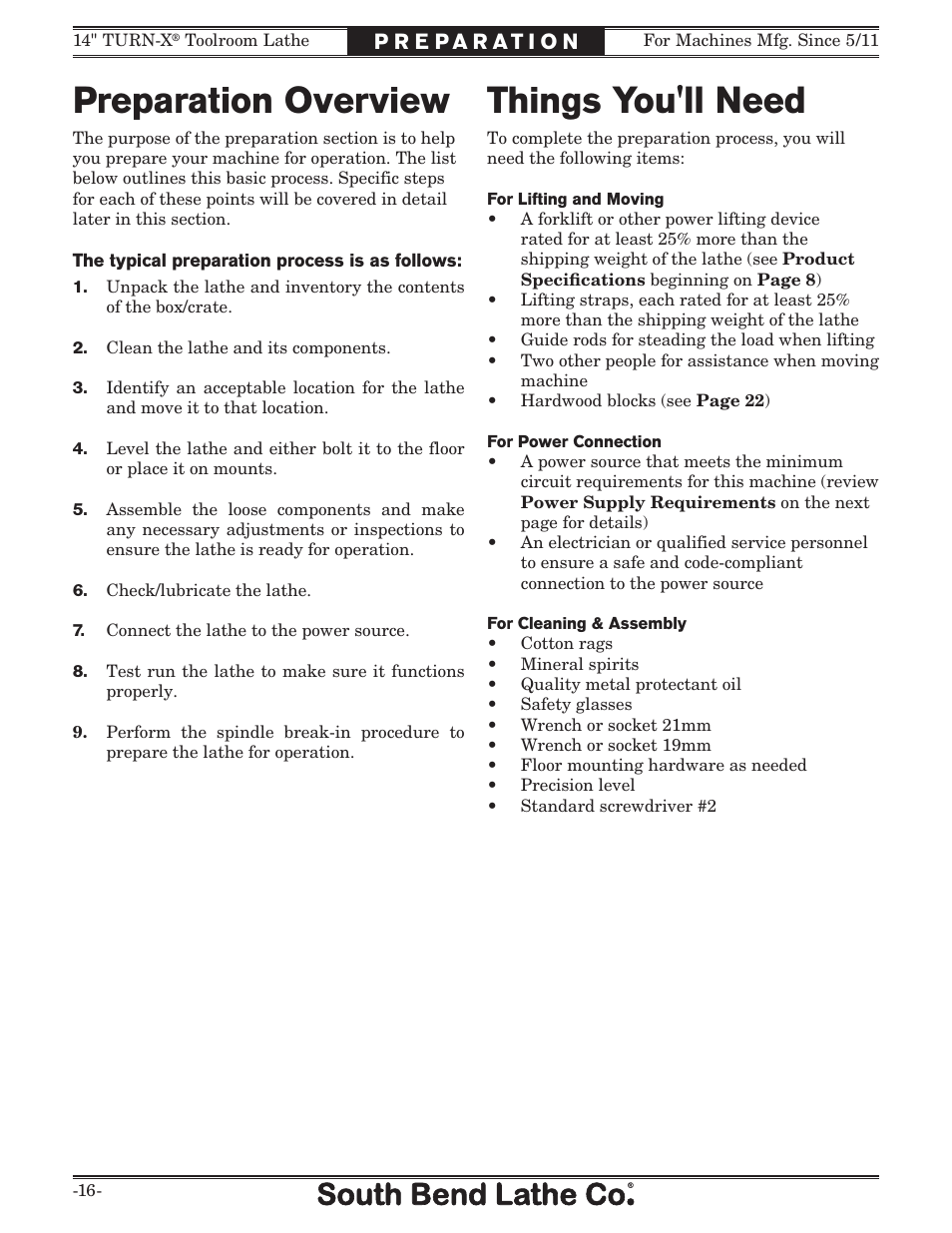 Preparation overview things you'll need | Woodstock SB1039F User Manual | Page 22 / 136