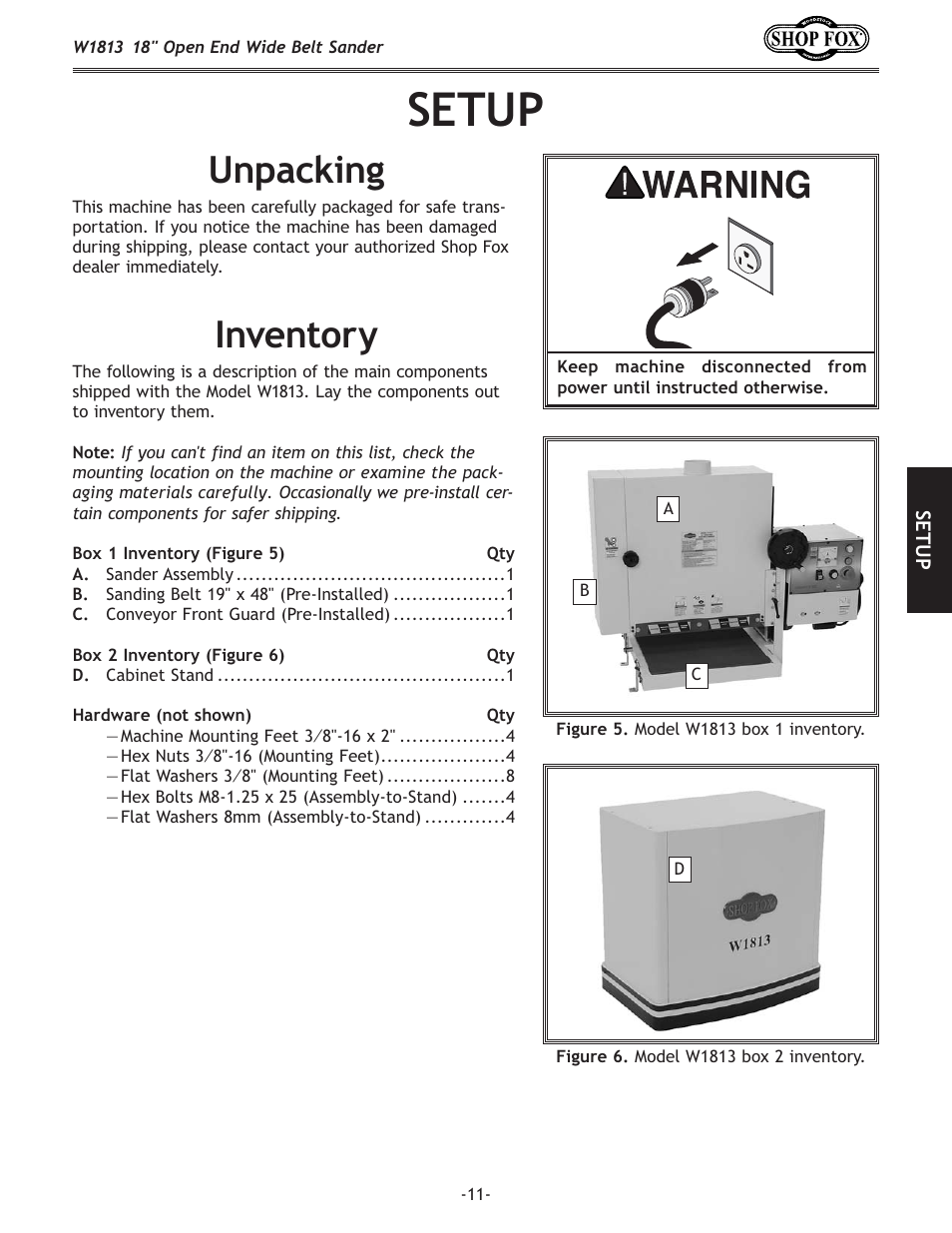 J<klg, Legxzb`e, Em\ekfip | Woodstock SHOPFOX W1813 User Manual | Page 13 / 56