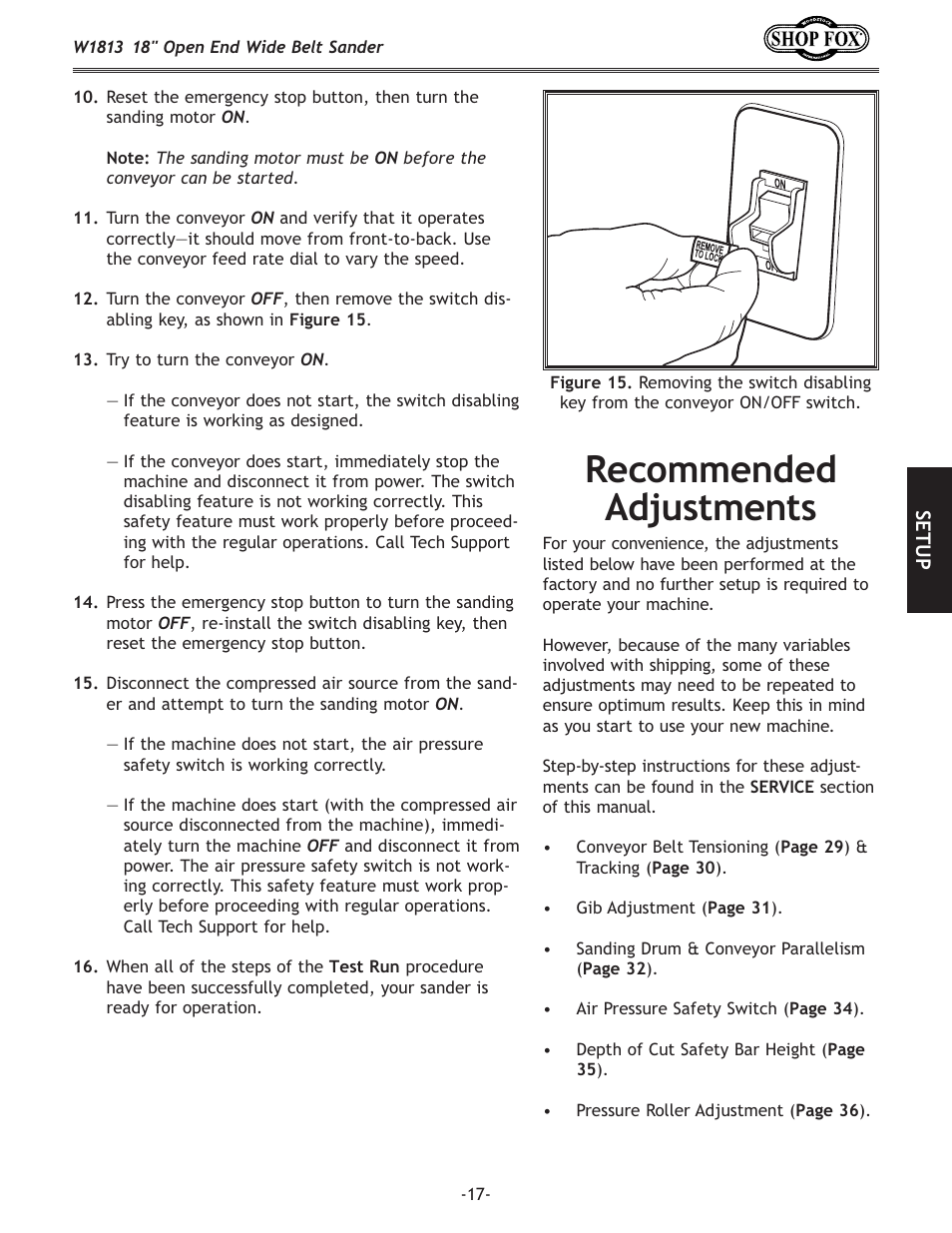 I\zfdd\e[\[ 8[aljkd\ekj | Woodstock SHOPFOX W1813 User Manual | Page 19 / 56