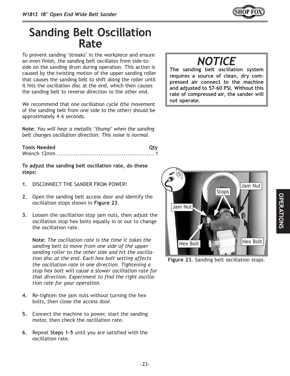 Jxe[`e^9\ckfjz`ccxk`fe ixk, Notice | Woodstock SHOPFOX W1813 User Manual | Page 25 / 56