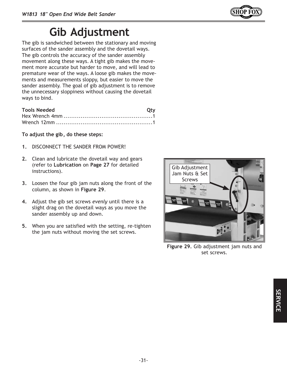 Y8[aljkd\ek | Woodstock SHOPFOX W1813 User Manual | Page 33 / 56