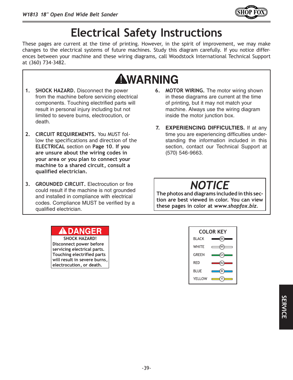 Notice, C\zki`zxcjx]\kp@ejkilzk`fej, J<i m | Woodstock SHOPFOX W1813 User Manual | Page 41 / 56