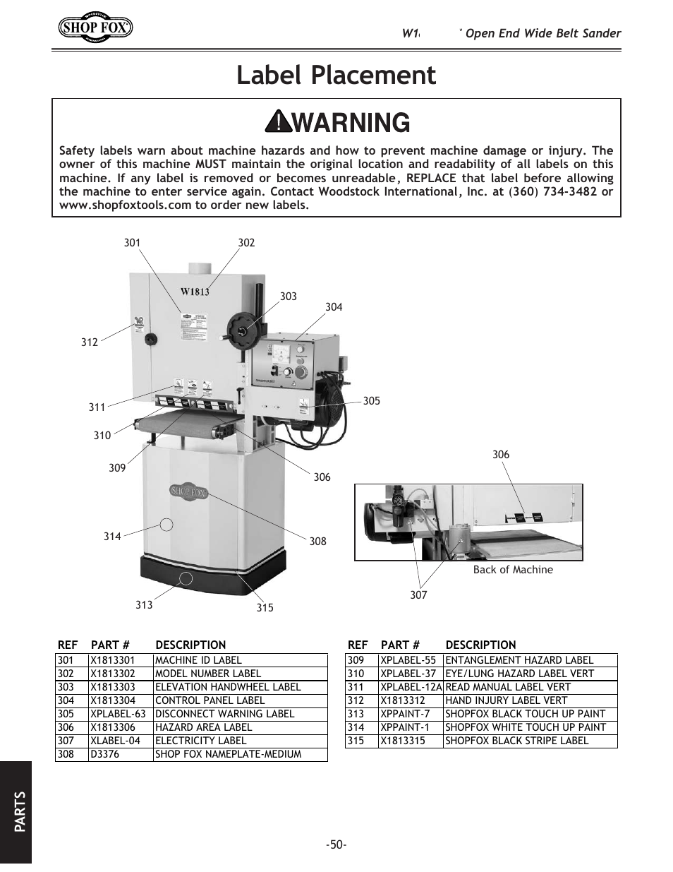 Cxy\cgcxz\d\ek, G8 i k j | Woodstock SHOPFOX W1813 User Manual | Page 52 / 56